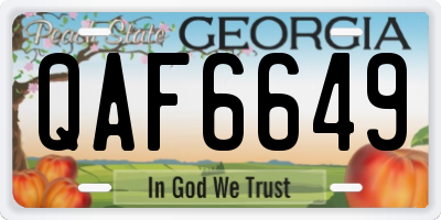 GA license plate QAF6649