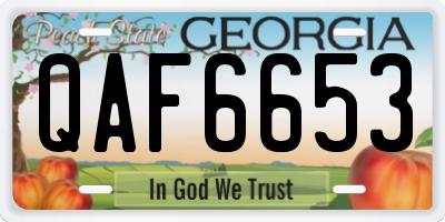 GA license plate QAF6653