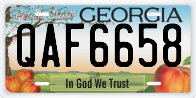 GA license plate QAF6658