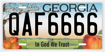 GA license plate QAF6666