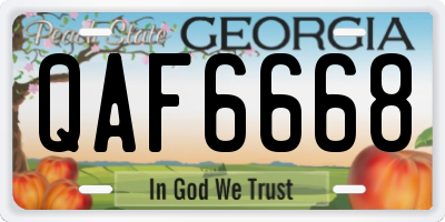 GA license plate QAF6668