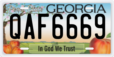 GA license plate QAF6669