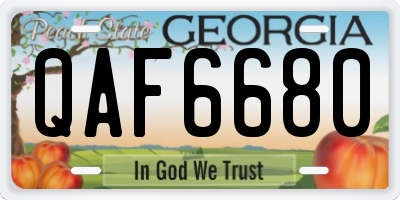 GA license plate QAF6680