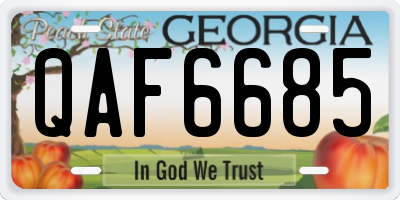GA license plate QAF6685