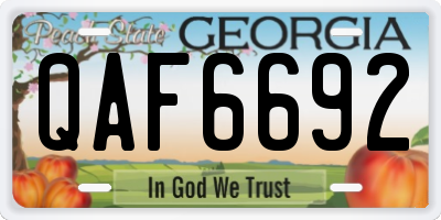 GA license plate QAF6692