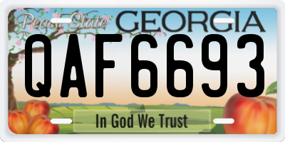 GA license plate QAF6693