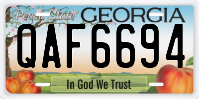 GA license plate QAF6694