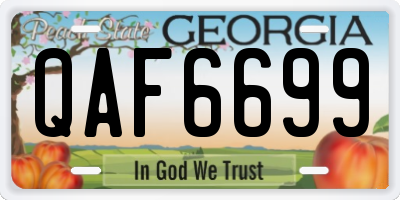 GA license plate QAF6699