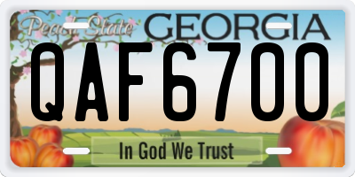 GA license plate QAF6700
