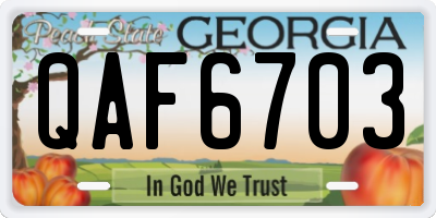 GA license plate QAF6703