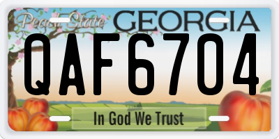 GA license plate QAF6704