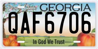 GA license plate QAF6706