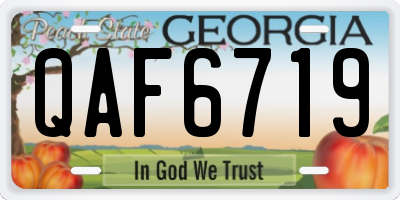 GA license plate QAF6719
