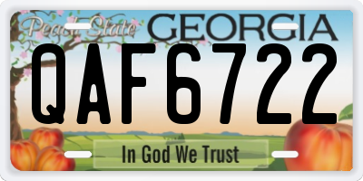 GA license plate QAF6722