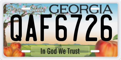 GA license plate QAF6726