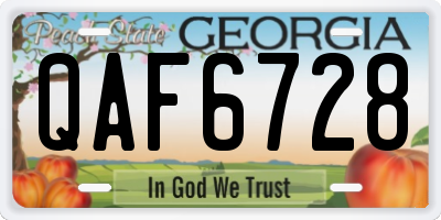 GA license plate QAF6728