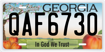 GA license plate QAF6730
