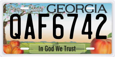 GA license plate QAF6742