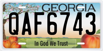 GA license plate QAF6743