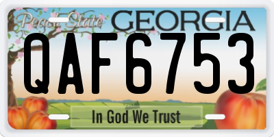 GA license plate QAF6753