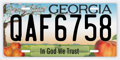GA license plate QAF6758