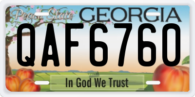 GA license plate QAF6760