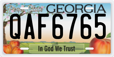 GA license plate QAF6765