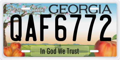 GA license plate QAF6772