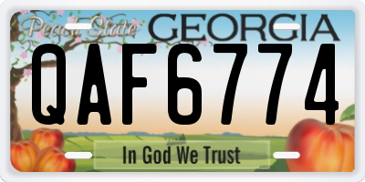 GA license plate QAF6774