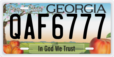 GA license plate QAF6777