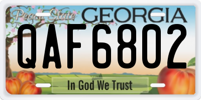 GA license plate QAF6802