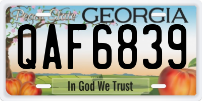 GA license plate QAF6839