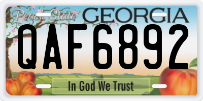 GA license plate QAF6892