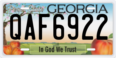 GA license plate QAF6922
