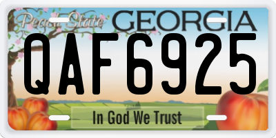 GA license plate QAF6925