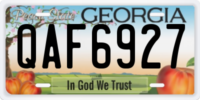 GA license plate QAF6927