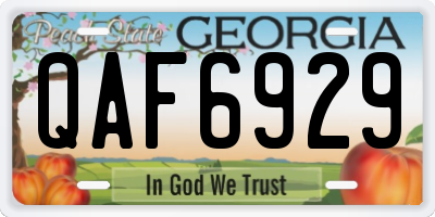 GA license plate QAF6929