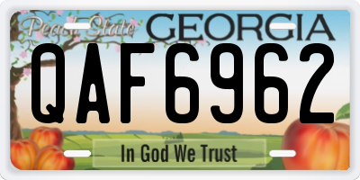 GA license plate QAF6962