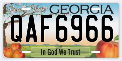 GA license plate QAF6966
