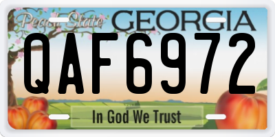 GA license plate QAF6972