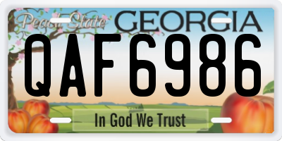 GA license plate QAF6986