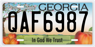 GA license plate QAF6987