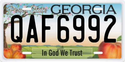 GA license plate QAF6992