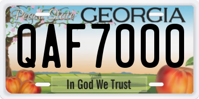GA license plate QAF7000