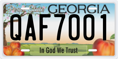 GA license plate QAF7001