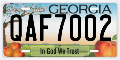 GA license plate QAF7002