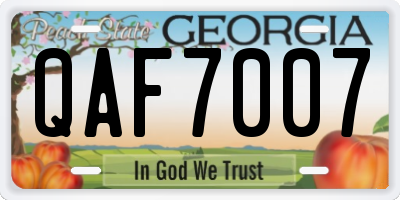 GA license plate QAF7007