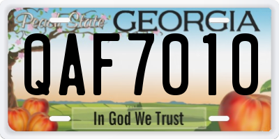 GA license plate QAF7010