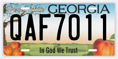 GA license plate QAF7011