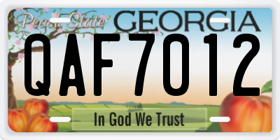 GA license plate QAF7012